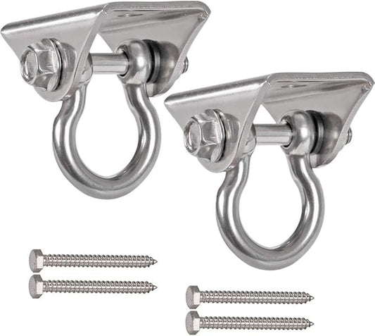Set of 2 Heavy Duty 180° Swing Hangers, Stainless Steel Swing Hook for Ceiling Wooden Porch Swing Hanging kit Playground Gym Rope Boxing Bag Hammock Chair Yoga Swing Mount 1000 lb Capacity