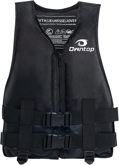 Owntop Kids and Adult Swim Jackets 50 to 125 lbs Dual Buckles, Zipper and Crotch Strap Ski Vest Lightweight PFD Perfect for Kayaking, Fishing, Paddle Board