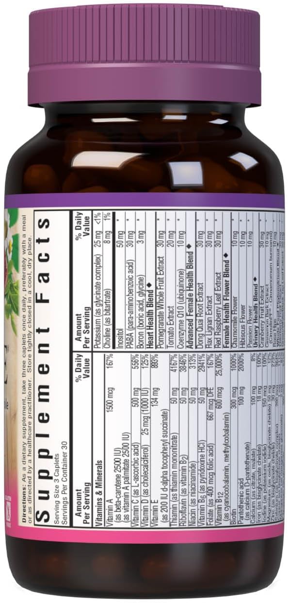 Bluebonnet Nutrition Ladies' Choice Whole Food-Based Multiple for Women 18-49, 90 Count Purple/Pink