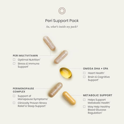 Perelel Peri Support Pack - Perimenopause Vitamins for Women - Daily Sachets with Five Perimenopause Supplements for Optimal Nutrition & Initial Menopause Support (30 Pill Packs)