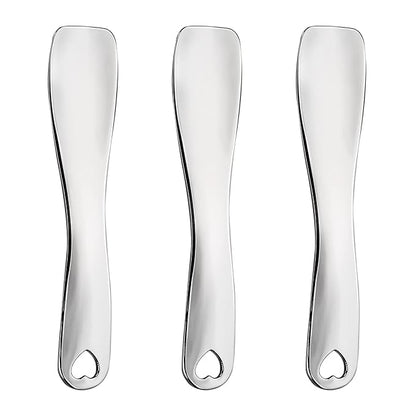 Sibba 3 PCS Facial Spatula Massage Eye Roller Dark Circles Skincare Tool Face Cream Lotion Makeup Stainless Steel Applicator Wand Neck Lines Beauty Instrument Stick Spoon Device(Silver)