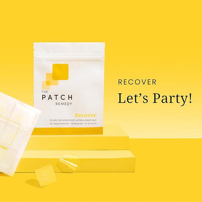 The Patch Remedy Recover Patch - 30 Topical Patches for a Night Out with Glutathione & Milk Thistle Extract for Pre & Post Party Recovery Relief Transdermal Skin Support