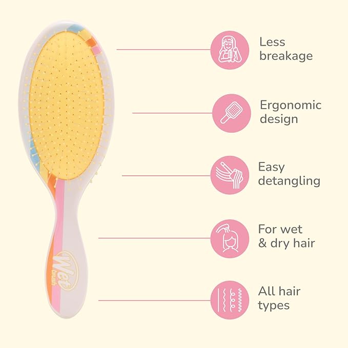 Wet Brush Original Detangler, Rays (Sun Days), Ultra-Soft IntelliFlex Bristles Glide Through Tangles, Detangling Hair Brush (Wet & Dry), Women & Men, Limited Edition