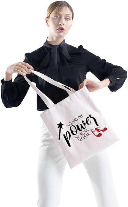 ZJXHPO Inspired Gift TV Show Gift You Had The Power All Along My Dear Makeup Bag Inspirational Canvas Tote Bag (The Power tote bag)