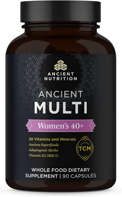 Ancient Nutrition Multivitamin for Women 40+, Multi Vitamin & Immune Support with Vitamin D, C, Magnesium, Stress, Sleep Support, Bone Health, 90 Ct