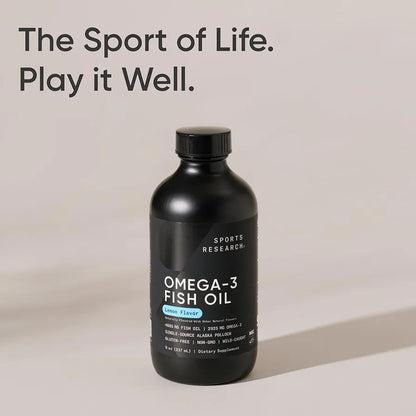 Sports Research Omega-3 Fish Oil 4685mg - Sourced from Wild Caught Alaska Pollock - Natural Lemon Flavor, MSC Certified Sustainable - 8oz