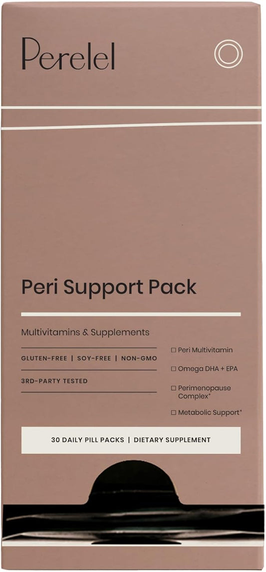 Perelel Peri Support Pack - Perimenopause Vitamins for Women - Daily Sachets with Five Perimenopause Supplements for Optimal Nutrition & Initial Menopause Support (30 Pill Packs)