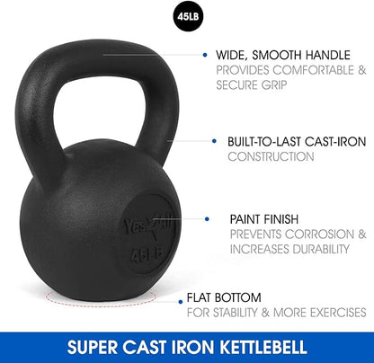 Yes4All Kettlebell Adjustable/Cast Iron/Protective Base Solid Smooth