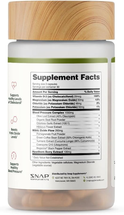 Snap Supplements Heart Health Supplements and Blood Circulation Supplements, 90 Capsules