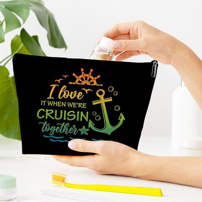 Cruise Travel Makeup Gift Bag, Cosmetic Zipper Pouch For Women Girls Mom Sister Friend, Wet Toiletry Baby Diaper Bag, Ocean Sea Shells Beach Starfish Decor, Cruise Lover Summer Vacation Gifts