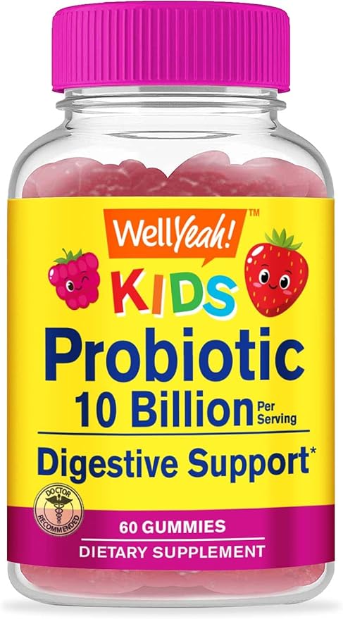 Probiotics for Kids Gummies -10 Billion CFU - for Gut Health, Immune Health and Digestive Support - Berry Flavor Chewable Supplement - Vegan, Non GMO, Gluten Free Kids Probiotic -60 Gummies