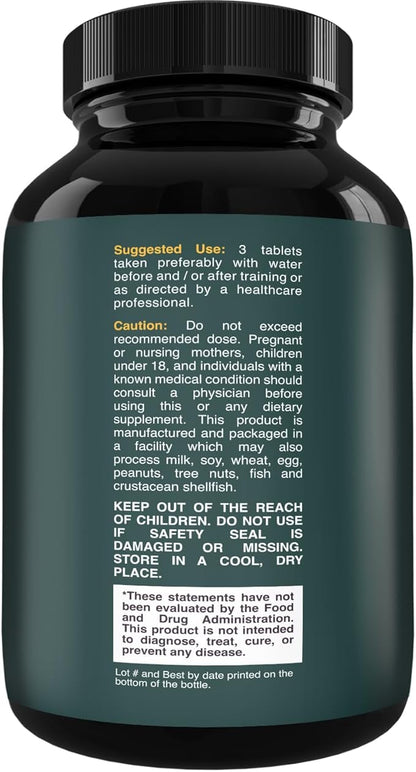 Branch Chain Amino Acids Supplement - Vegan BCAA Tablets Post Workout Muscle Recovery and Muscle Growth Support - Branched Chain Amino Acids Supplement for Men and Womens Workout Recovery 60 Count