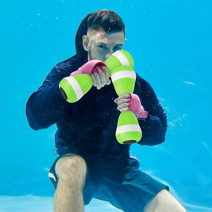 Water Aerobics Set for Aquatic Exercise 1 Pair Neoprene Swimming Glove 2 Pcs Foam Aquatic Dumbbells Water Weights Equipment Pool Resistance Fitness Equipment for Training Workouts