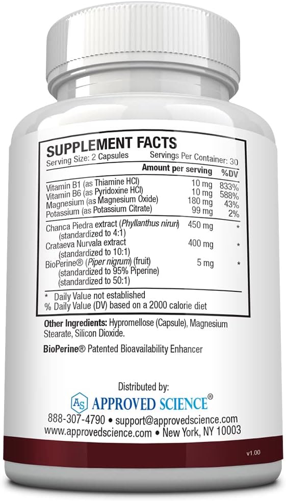 Approved Science Stonexyl - Herbal Support for Kidney Stones - 60 Capsules - Chanca Piedra - High Absorption -1 Month Supply - Vegan