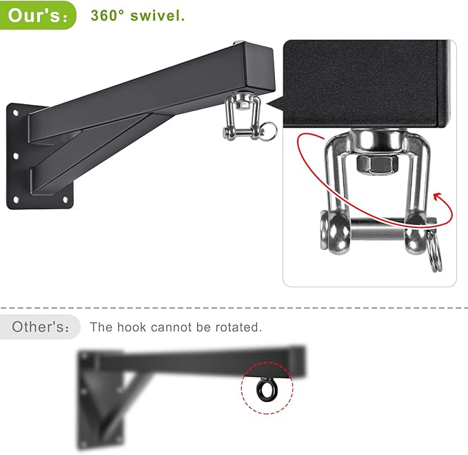SELEWARE Wall Mount Heavy Bag Hanger Heavy Duty Punching Bag Hanger Adjustable Boxing Bag Bracket for Home Gym Indoor Outdoor Boxing, Muay Thai and MMA Training