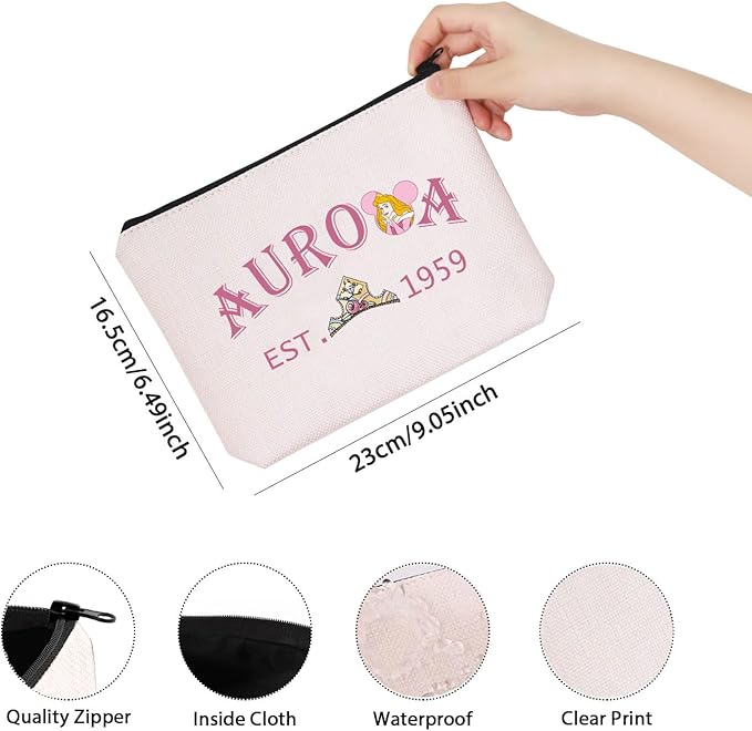 TSOTMO Princess Lover Gift Est 1959 Zipper Pouch Bag Pencil Bag Birthday Gift For Daughter Niece Granddaughter (AUR EST 1959)