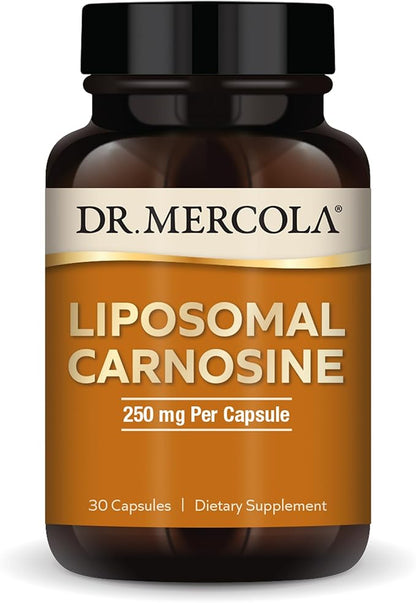Dr. Mercola Liposomal Carnosine, 250mg Per Capsule, 30 Servings (30 Capsules), Dietary Supplement, Supports Metabolic Health, Non GMO