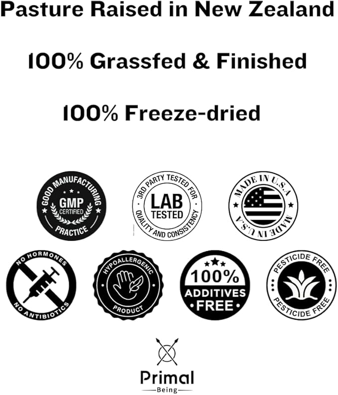 Primal Being Grassfed Beef Testes, Supports Vitality, Libido, Hormonal Health, Male Reproduction - 120 Capsules, 2000mg per Serving