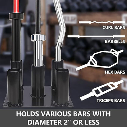 Butizone Barbell Holder Floor Stand Vertical, Corner Weight Bar Storage Rack for Home Gym, Fit for 2 inch Olympic Bars, Curl Bars, Hex Bars, Trap Bars, Triceps bars, Holds 5 Bars