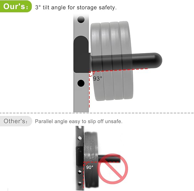 Kipika J-Hooks and Weight Plate Holder Set for 2" x 2" and 3" x 3" Power Rack - Squat Rack Attachments for Strength Training and Weight Storage - Fit Standard 1-inch and Olympic 2-inch weight plates