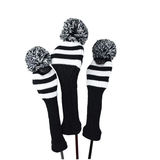 Stripes Knitted Golf Club Head Covers 3 Piece Set 1 3 5 Driver and Fairway HeadCovers Fits 460cc Drivers