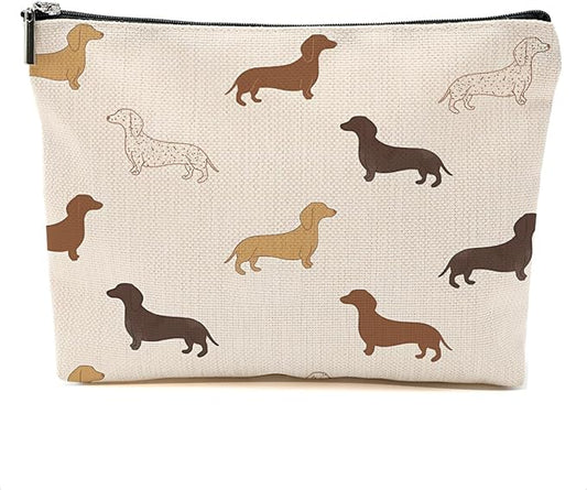 Dachshund Gifts Makeup Bag Sausage Dog Cosmetic Bag Weiner Dog Gifts for Women Girls Friend Dog Lovers Niece Daughter Travel Organizer Zipper Pouch Graduation Birthday Friendship Gifts