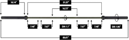 Signature Fitness Olympic Cerakote Barbell – for Home 190K PSI 1,500-Pound Capacity,