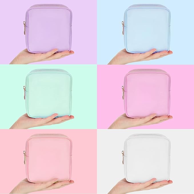 Sweetude 6 Pcs Nylon Makeup Bag Travel Nylon Pouch Zipper Cosmetic Bag for Purse Women Girls Organizer Makeup Pouch for Birthday Wedding Mother's Day Graduation Gifts(Mini,Assorted Color)