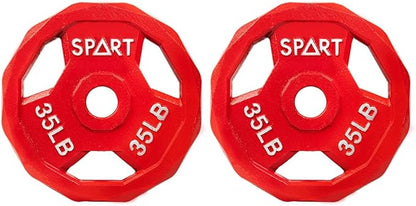 SPART Color Coded Weight Plate 2-Inch Cast Iron 2.5/5/10/15/25/35/45LB, Single/Pair/Set
