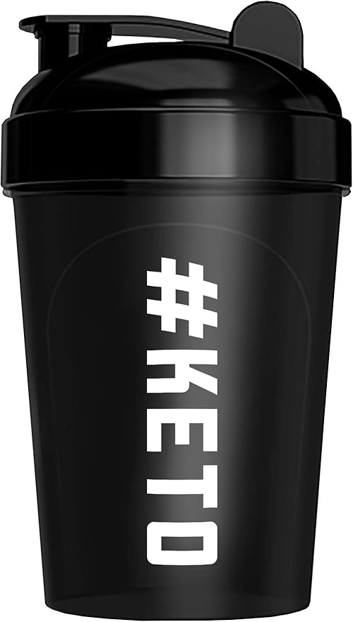 MIXT Energy Keto Shaker Bottle, BPA Free, Tight Lid, and Mixing Technology, 16 oz, Black (#Keto Design)