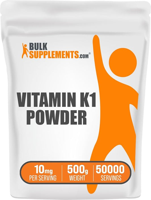 BulkSupplements.com Vitamin K1 (1%) Powder - Vitamin K1 Dogs - Vitamin K Supplements - Vitamin K1 - VIT K - Dry Vitamin K - Vitamin K Supplement (500 Grams - 1.1 lbs)