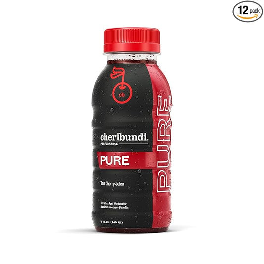 Cheribundi 100% PURE Tart Cherry Juice, No Sugar added - Pro Athlete Post Workout Recovery - Fight Inflammation and Support Muscle Recovery - 8 oz, 12 Pack