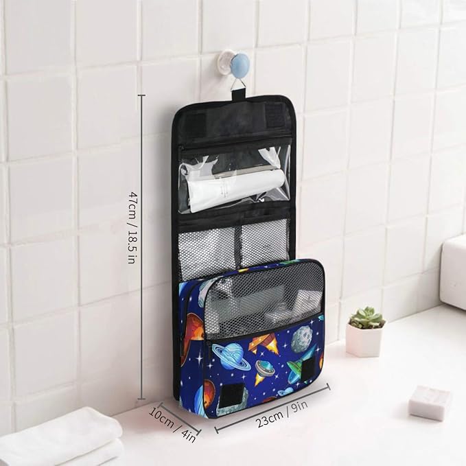 senya Hanging Travel Toiletry Bag Kit Boys Makeup Case Cosmetics Organizer for Men Women (Universe Galaxy Planet Nebula)