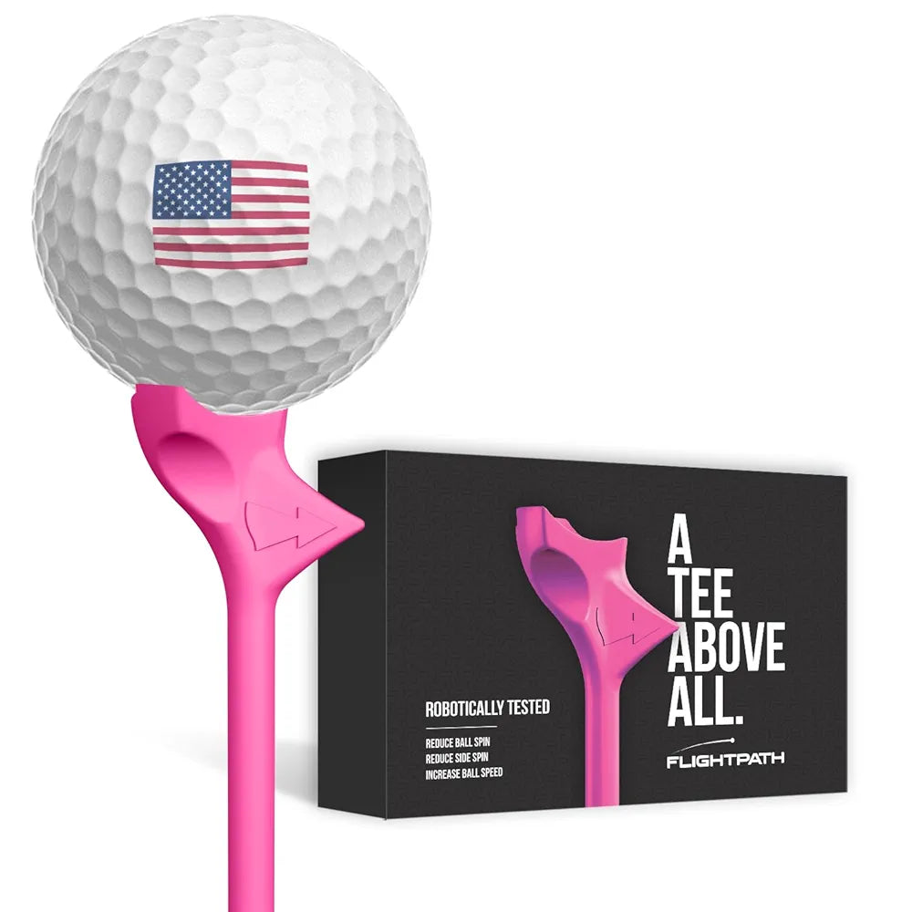 FLIGHTPATH Premium Golf Tees - 3.25" Durable Plastic Golf Tees Designed to Enhance Golf Shot Distance & Precision - Robotically Tested to Reduce Ball Spin - USGA Approved Golf Equipment