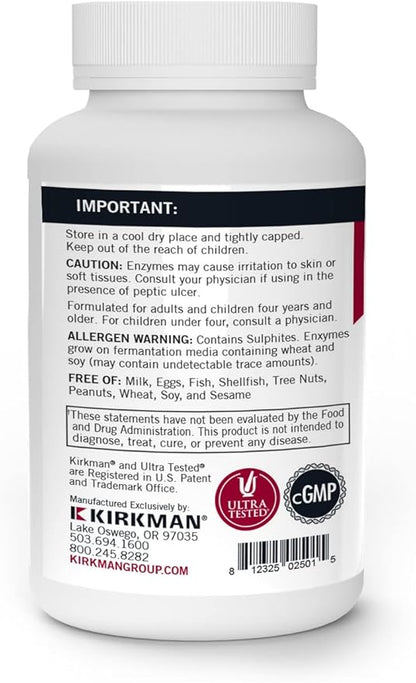 Kirkman - Enzyme Complete/DPP-IV - 120 Capsules - Potent Digestive Aid - Broad Spectrum Digestive Enzyme - Hypoallergenic