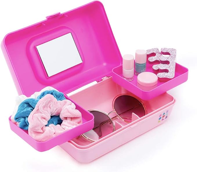 Caboodles Pretty in Petite Makeup Box, Hard Plastic Organizer Box, 2 Swivel Trays, Fashion Mirror, Secure Latch for Safe Travel