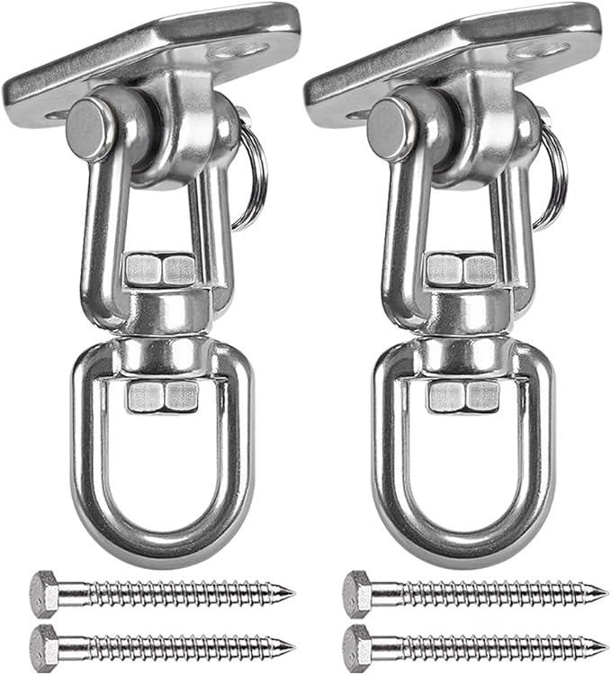 Hammock Chair Hanging Kit Swing, Ceiling Mount with 360 Swivel - Tree, Gym, or Rope Swing Set, 1000 LB Capacity