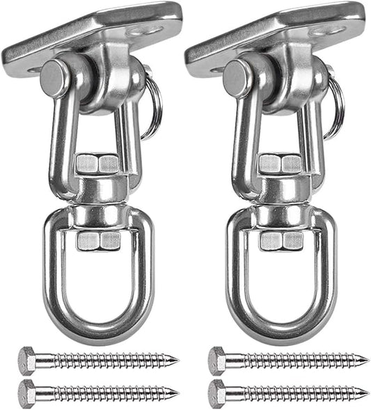 Hammock Chair Hanging Kit Swing, Ceiling Mount with 360 Swivel - Tree, Gym, or Rope Swing Set, 1000 LB Capacity