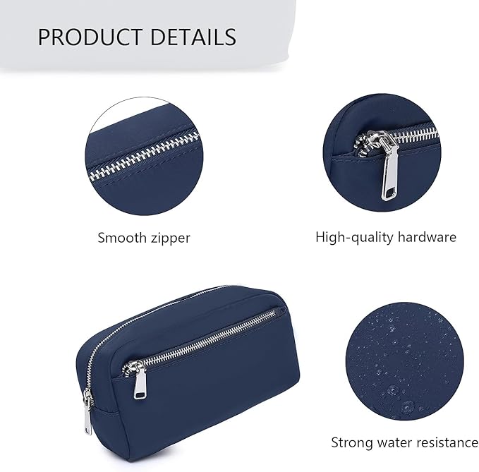 Nylon Female cosmetic bags Canvas toiletry bags Wash bags with large capacity Simple design (Nylon/Navy Blue)