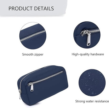 Nylon Female cosmetic bags Canvas toiletry bags Wash bags with large capacity Simple design (Nylon/Navy Blue)