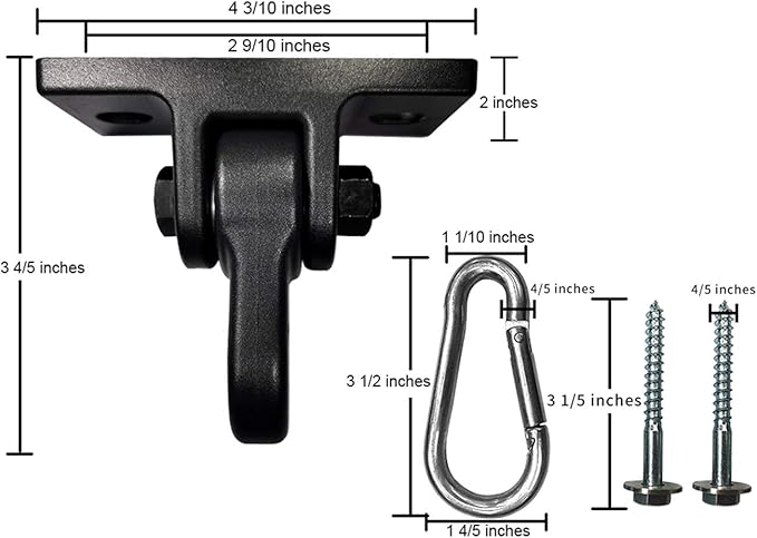 Heavy Duty Black Swing Hangers Screws Bolts Included 5000 lb 2 Pack