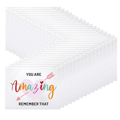 Reginary 100 Pcs Inspirational Gifts for Girls Women Travel Cheer Makeup Bag Bulk Loved Quotes Cosmetic Bags with Zipper Thank You Encouragement Birthday Gift Bag (Elegant)