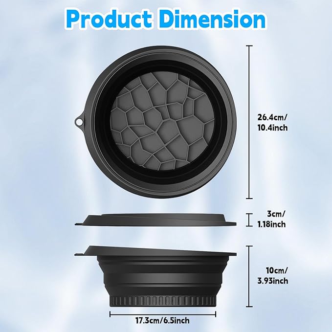 Facial Cold Plunge Bowl with Reusable Ice Cubes - Foldable, Durable Silicone Design for Face Ice Baths & Beauty Care(Black)