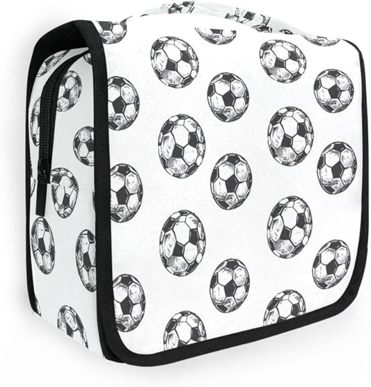 senya Hanging Travel Toiletry Bag Kit Boys Makeup Case Cosmetics Organizer for Men Women (Soccer Balls)