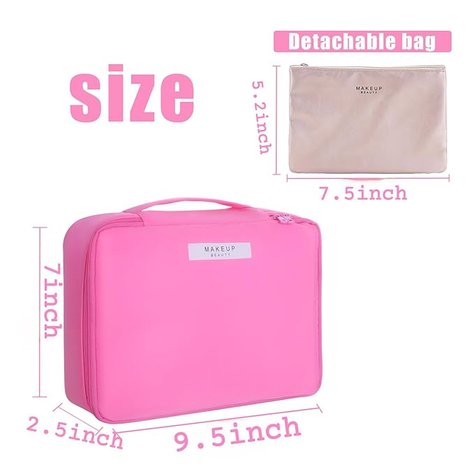 Travel Makeup Bag Cosmetic Bag Makeup Bag Toiletry bag for women and men (Light pink)