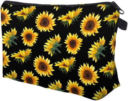 Cute Travel Makeup Bag Cosmetic Bag Small Pouch Gift for Women (Sunflowers)