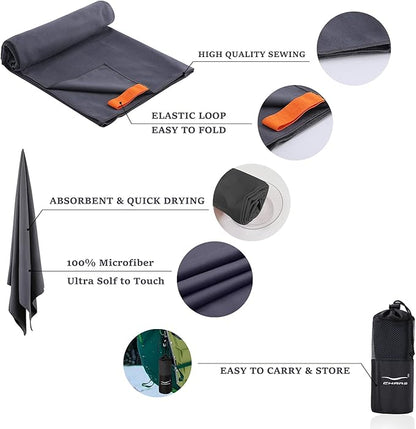 CHARS Camping Towels Microfiber Sand Free Beach Towel (30" x 63") with