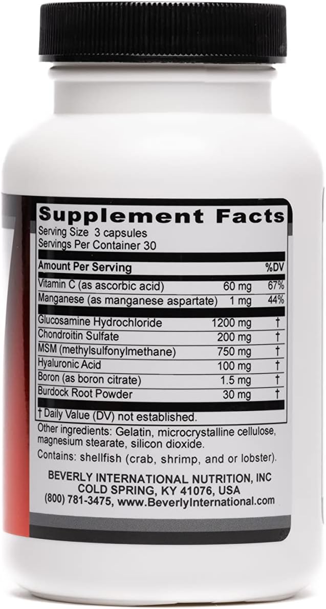 Beverly International Joint Care, 90 Capsules. All Over Joint Support. 3-Stage Collagen-Building Formula with Glucosamine, Chondroitin, MSM, Hyaluronic Acid. Increase Mobility with Less Discomfort.