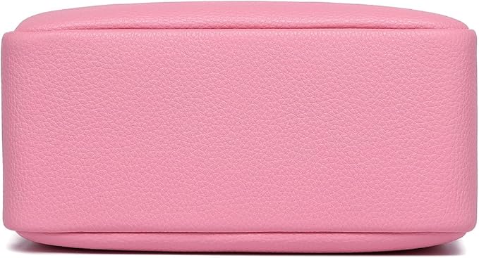 PU leather Organizer Bag Lightweight Cosmetic Bag with Ring Clasp Perfect Travel Makeup Bag for Women (Azalea Pink/PU)