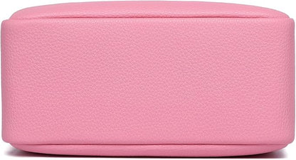 PU leather Organizer Bag Lightweight Cosmetic Bag with Ring Clasp Perfect Travel Makeup Bag for Women (Azalea Pink/PU)